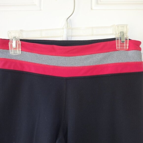 Workout stretch boot cut workout, athletic, black pants pink and grey wide band - Picture 2 of 5